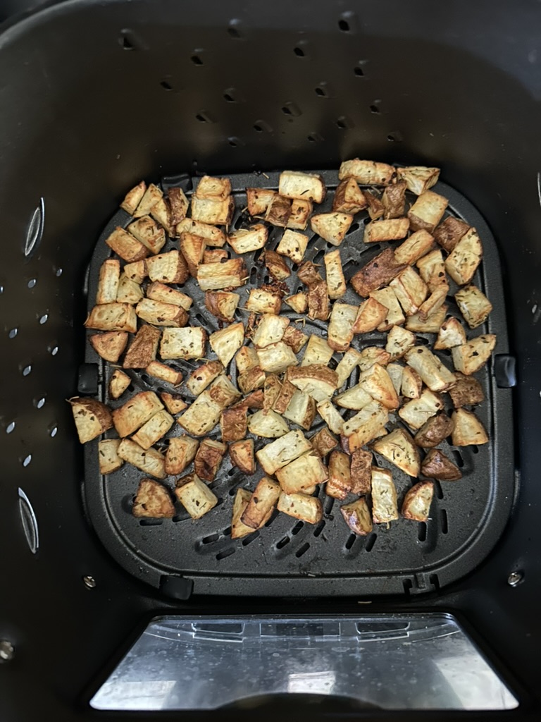 potatoes diced with seasoning added