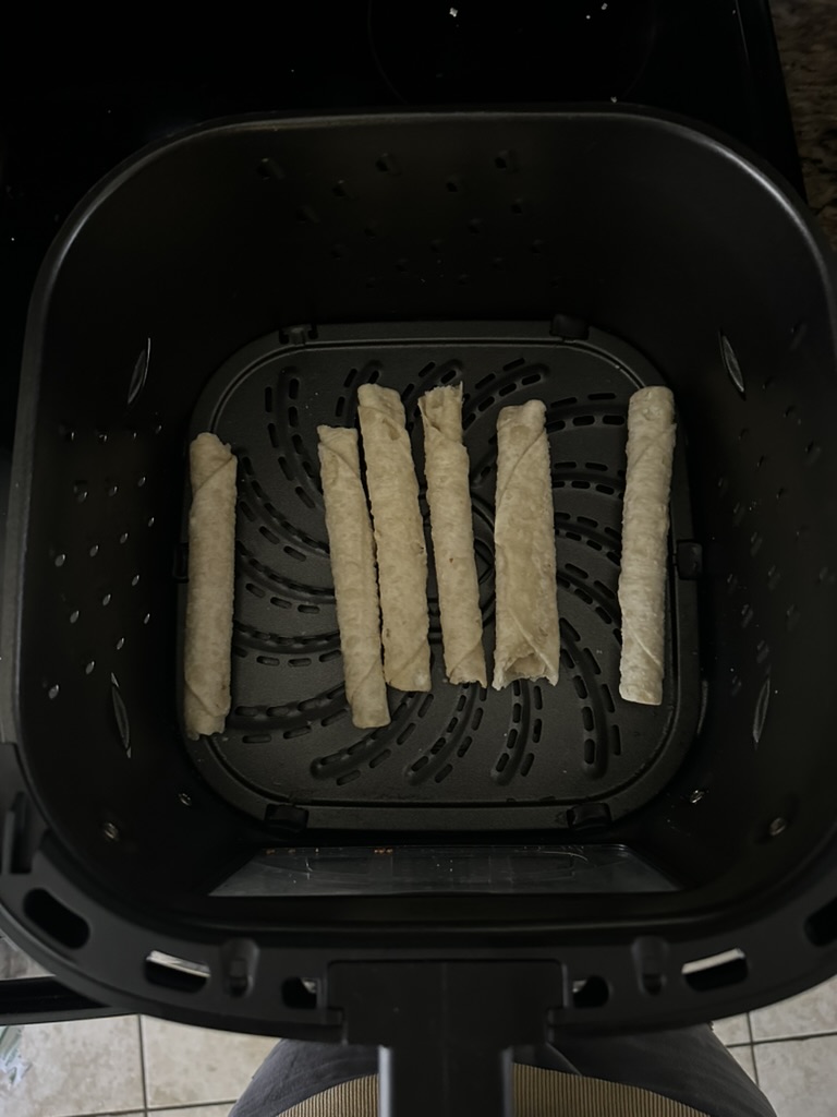 six frozen taquitos in the air fryer