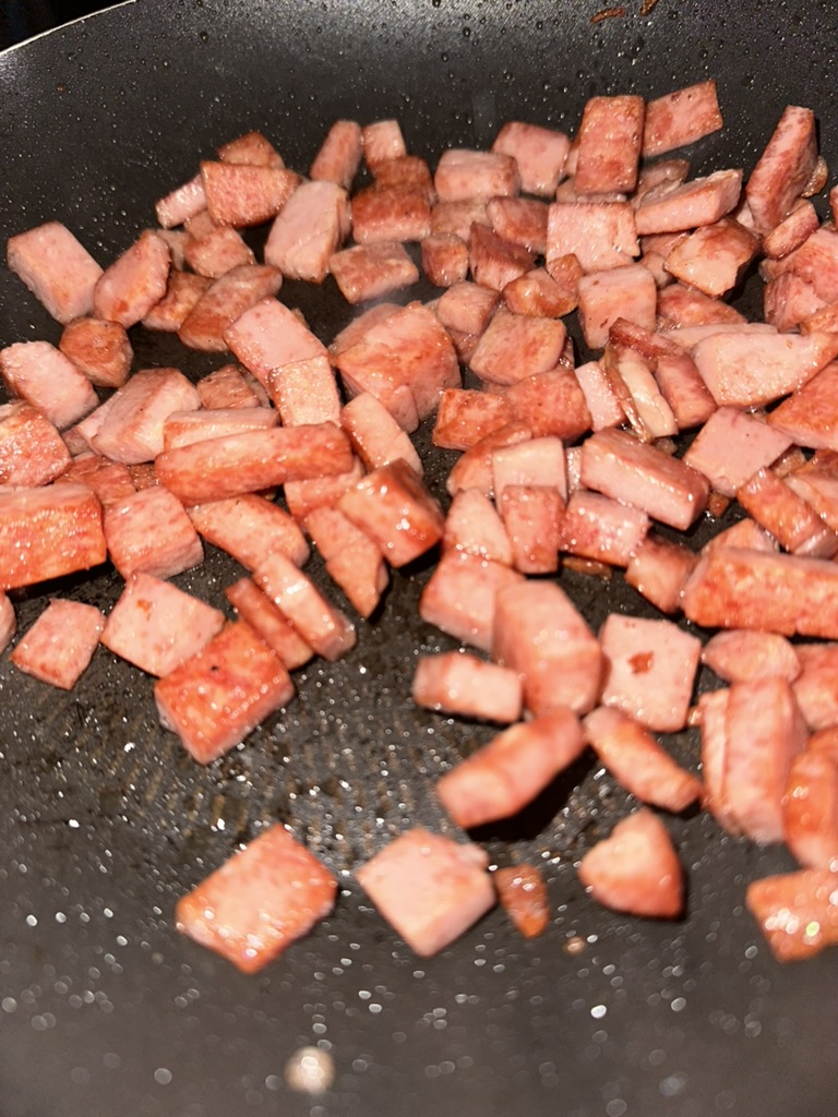 frying spam in pan